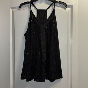 Black Sequin Sleeveless Party Top ✨🪩Sparkly Night-Out Cami ✨🪩Women’s XL